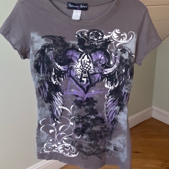 Cute Appropriate Behavior T-shirt Glittery Embellishments Floral Wings Hearts S - Picture 4 of 6